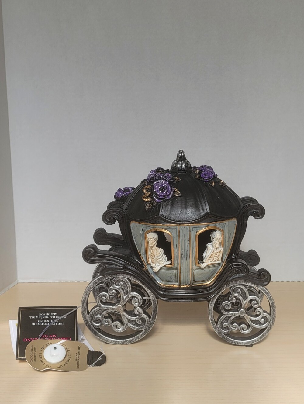 Christian Siriano LED Light Skeletons Halloween Gothic Carriage Tabletop Decor